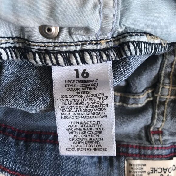 Jordache Floral Embroidered Distressed Hem Boho Denim Jean Shorts Girls Sz 16 - Picture 8 of 13